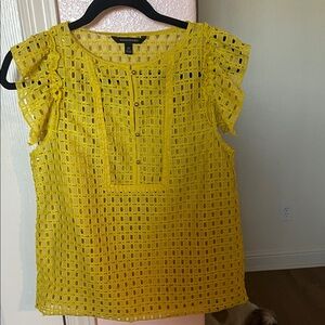 Banana Republic Yellow Ruffled Flutter Sleeve Blouse
